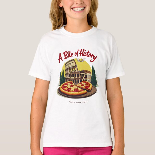 Camiseta Vintage Colosseum Roma & Neapolitan Pizza Art (Frente)