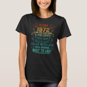 Camiseta Vintage com 50 anos outubro de 1972 50º aniversári