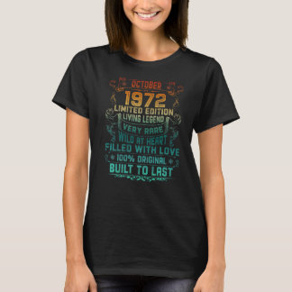 Camiseta Vintage com 50 anos outubro de 1972 50º aniversári