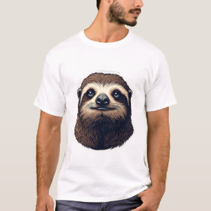 Camiseta Vintage com Ilustração de Preguiça Antiga