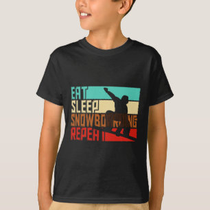 Camiseta Vintage Comer Sleep Repetir Snowboard