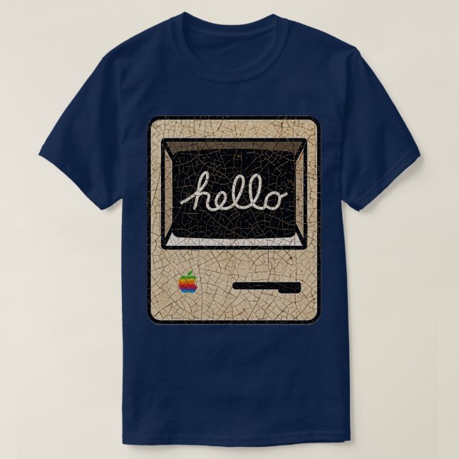 Camiseta Vintage Computer Hello Mac 1984 (Frente do Design)