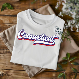 Camiseta Vintage Connecticut Vermelho Branco e Azu