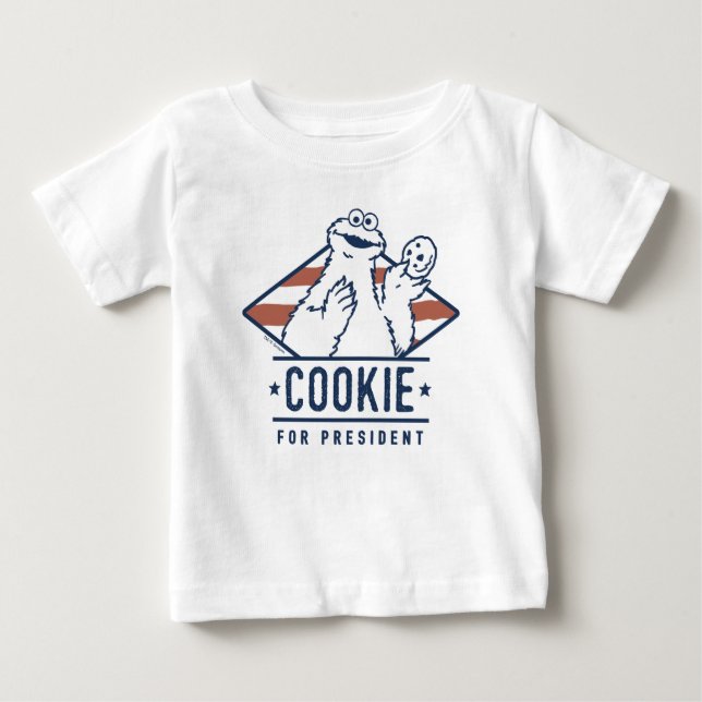 Camiseta Vintage Cookie Monster para Presidente (Frente)
