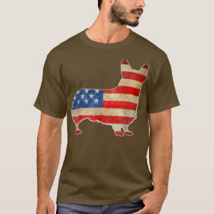 Camiseta Vintage Corgi Dog American Flag 4 de julho