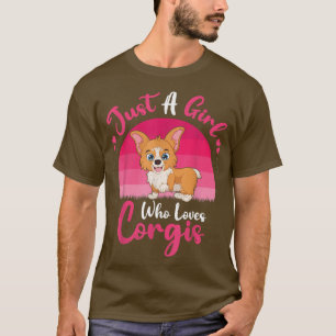 Camiseta Vintage Corgi Dog Lover Apenas Uma Menina Que Ama 