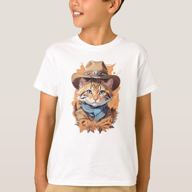 Camiseta Vintage Cowboy Kitten Design (Frente)