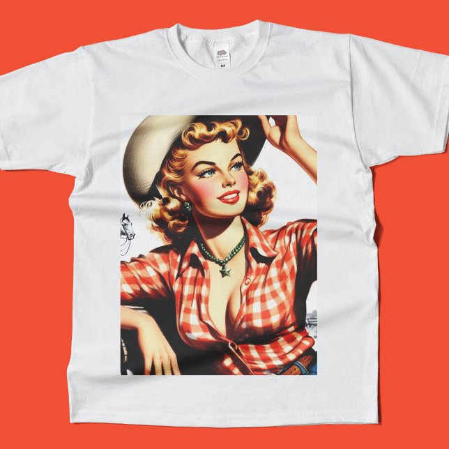 Camiseta Vintage Cowgirl Pin Up (Criador carregado)