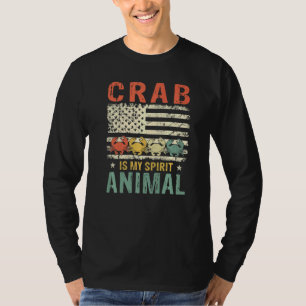 Camiseta Vintage Crab Spirit Animal Retro USA Flag American