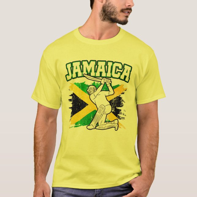 Camiseta Vintage Cricket Jamaica Flag Jamaican (Frente)