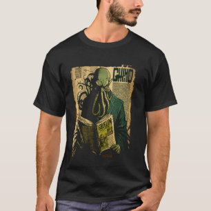 Camiseta Vintage Cthulhu Detetive Comic Art Deep Sea Monst