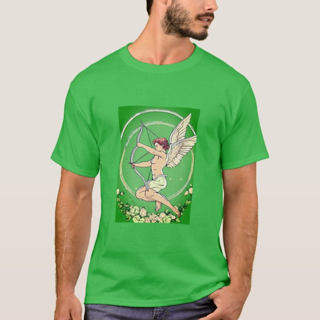 Camiseta Vintage Cupid e Heart Tattoo Design (Frente)