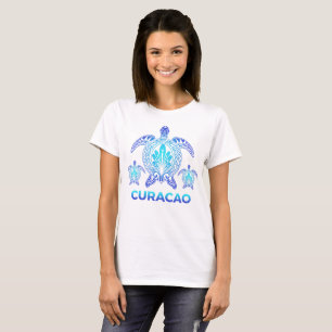 Camiseta Vintage Curacao Ocean Blue Sea Turtle Souvenirs