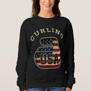 Camiseta Vintage Curling Stone Hoodie Usa Red White E Blue