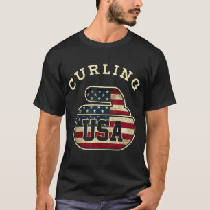 Camiseta Vintage Curling Stone Hoodie Usa Red White E Blue