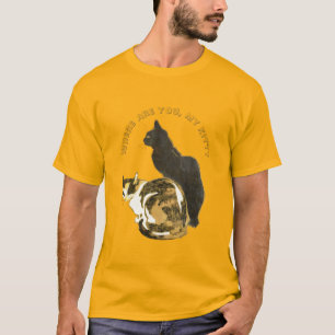 Camiseta Vintage Custom Art Nouveau Cats, Black & Calico