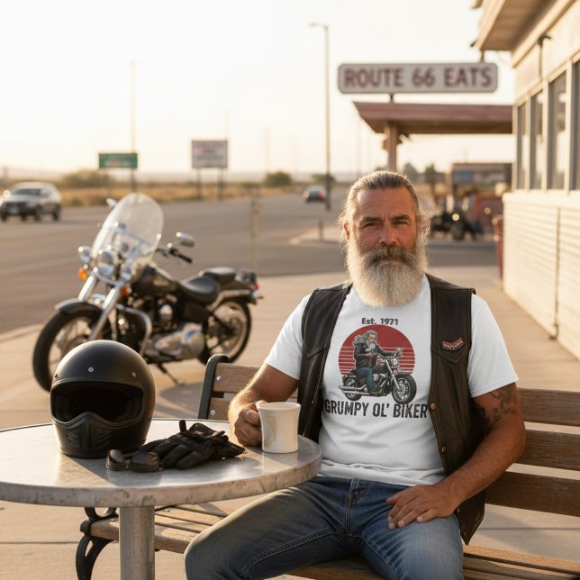 Camiseta Vintage Customizable Est 1971 Grumpy Ol' Biker  (Criador carregado)
