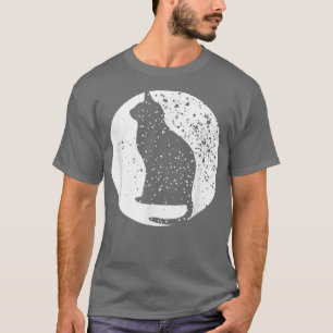 Camiseta Vintage Cute Cat In Moon Funny Halloween Cat Men