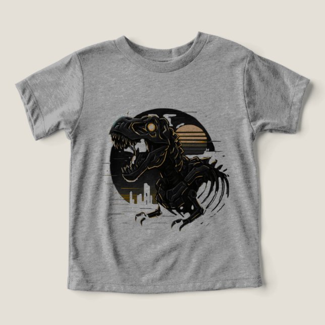Camiseta Vintage Cyber Rex Neon Esqueleto (Design frontal)