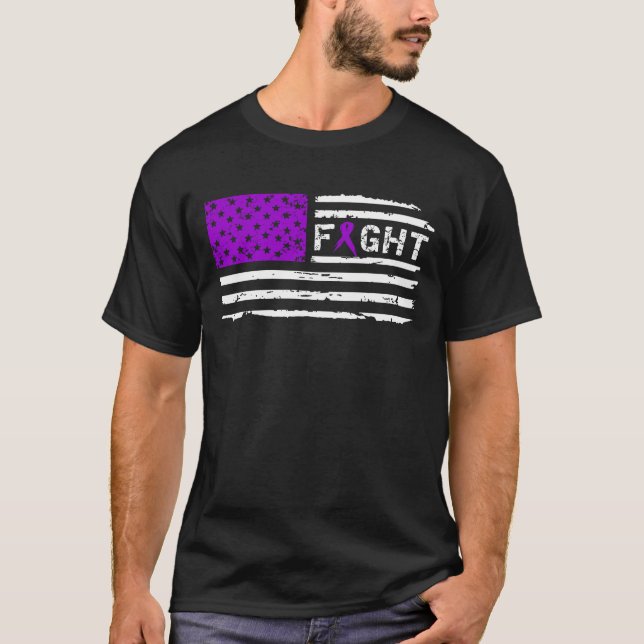Camiseta Vintage da bandeira americana do câncer de (Frente)