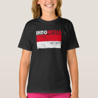 Camiseta Vintage da Bandeira da Indonésia