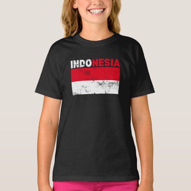 Camiseta Vintage da Bandeira da Indonésia (Frente)
