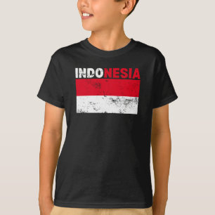 Camiseta Vintage da Bandeira da Indonésia
