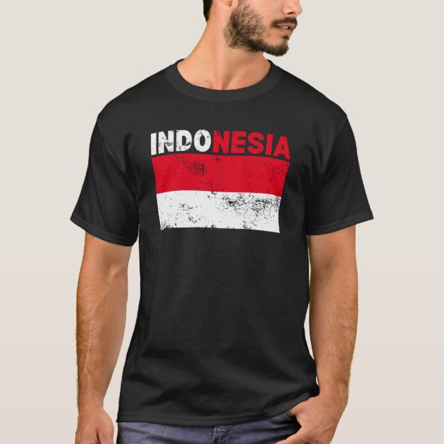 Camiseta Vintage da Bandeira da Indonésia (Frente)