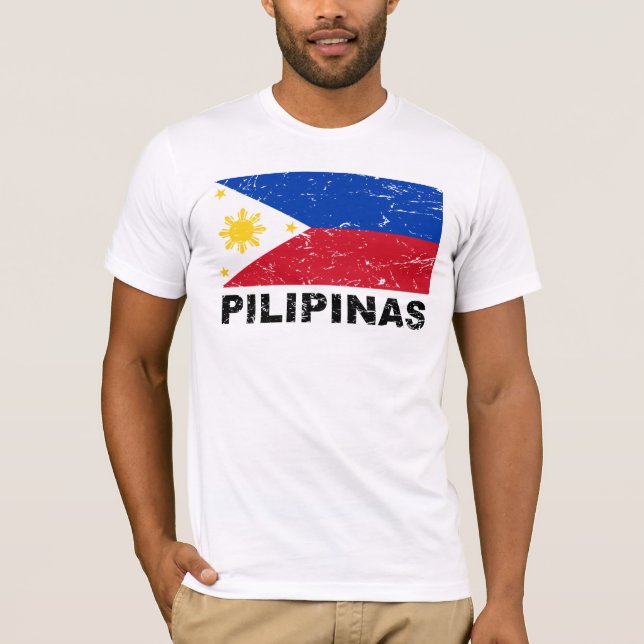 Camiseta Vintage da bandeira de Filipinas (Frente)