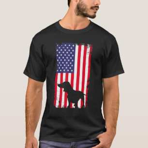 Camiseta Vintage Dachshund Dog American Flag Men Women