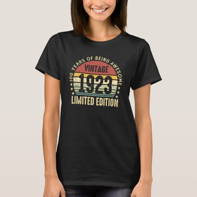 Camiseta Vintage de 100 anos 1923 100º aniversário (Frente)
