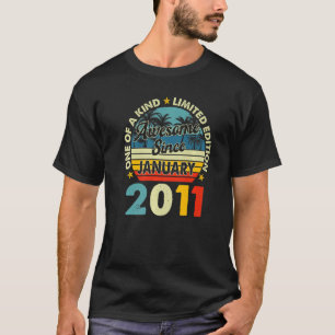 Camiseta Vintage de 12 anos Janeiro de 2011 12 Aniversário 