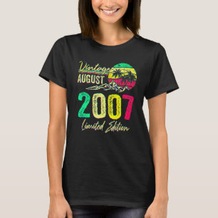 Camiseta Vintage de 15 Anos Agosto de 2007 Aniversário de