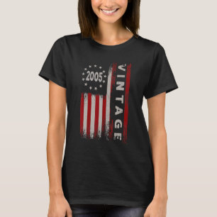 Camiseta Vintage de 17 anos 2005 American Flag 17th Birth