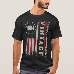 Camiseta Vintage de 18 anos 2004 American Flag 18th Birt