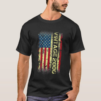 Camiseta Vintage de 22 anos 2000 American Flag 22nd Birth
