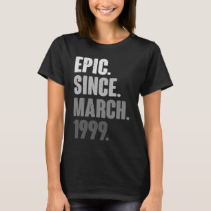 Camiseta Vintage de 24 anos 1999 março Aniversário 24.º Dec