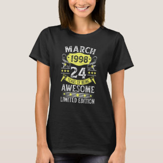 Camiseta Vintage de 24 Anos Incrível desde Março de 1998 24