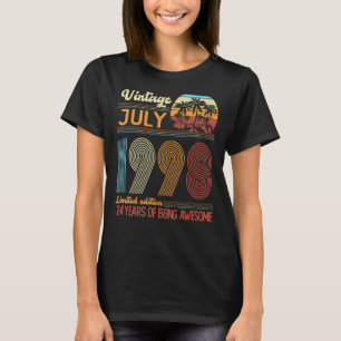 Camiseta Vintage de 24 anos julho de 1998 24º dia