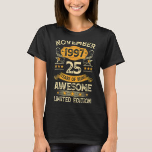 Camiseta Vintage de 25 anos novembro de 1997 25 Aniversário