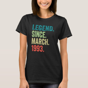 Camiseta Vintage de 30 anos março de 1993 aniversário de 30