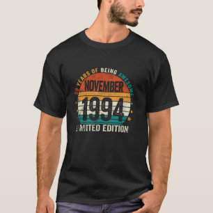 Camiseta Vintage de 30 anos novembro de 1994 aniversário de