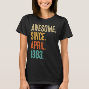Camiseta Vintage de 40 anos abril de 1983 aniversário de 40