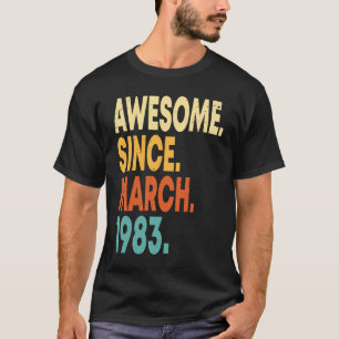 Camiseta Vintage de 40 anos março de 1983 aniversário de 40