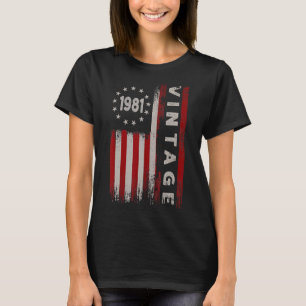 Camiseta Vintage de 41 anos 1981 American Flag 41rua Birth