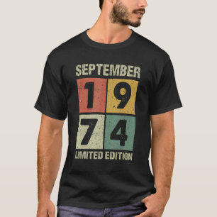 Camiseta Vintage de 48 anos setembro de 1974 48º aniversári