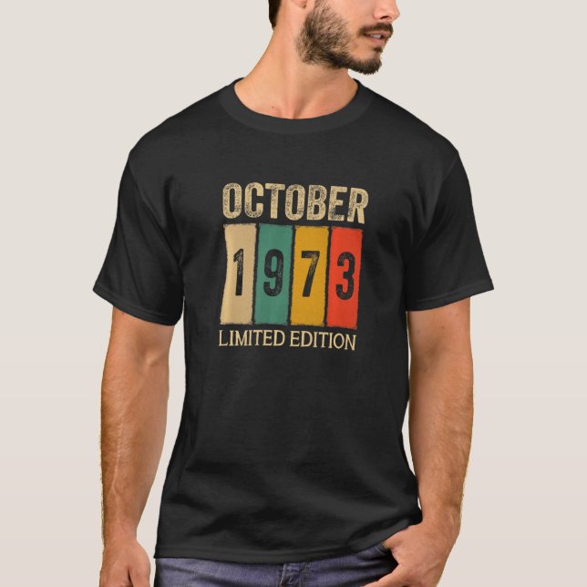 Camiseta Vintage de 49 anos outubro de 1973 (Frente)