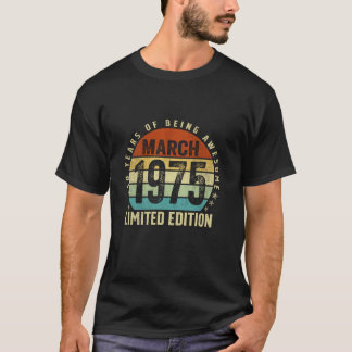 Camiseta Vintage de 50 anos março de 1975 Retro 50º anivers
