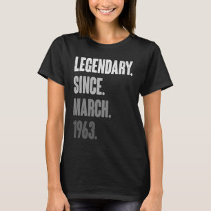 Camiseta Vintage de 60 anos 1963 Aniversário de 60 de março