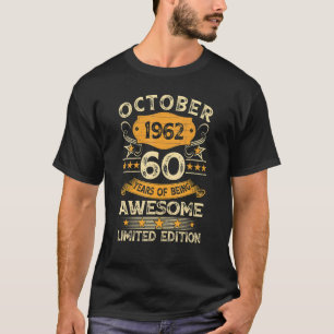 Camiseta Vintage de 60 anos outubro de 1962 60º aniversário